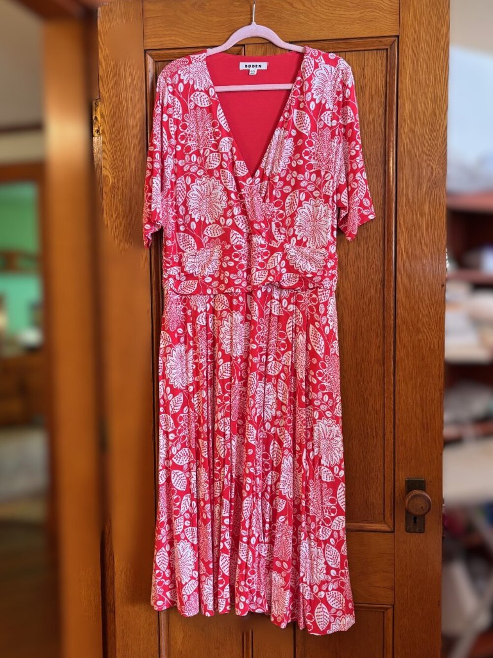 Boden Poppy Red Gardenia Jersey knit dress, size 20/22 R